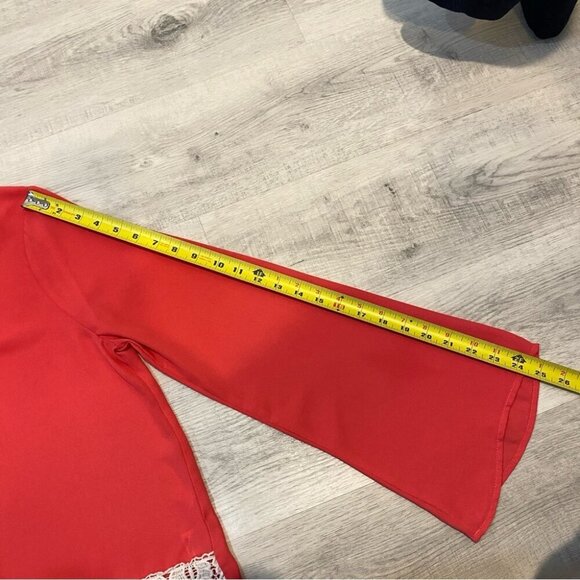 Pink Blush L Silk Rosy Pink Crochet Lace Feminine Flowy Blouse - Picture 10 of 16